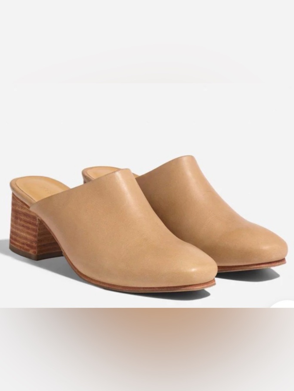 Nisolo All-Day Heeled Mule in Almond size 7.5